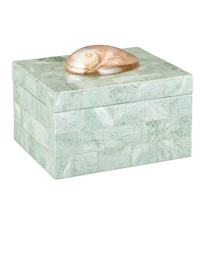 Currey & Company Fiona Box – Exquisite Artisanal Keepsake Holder With Serpentine Mosaic And Elegant Mint Interior Green Stone ,Abalone ,Engineered Wood 1200-1025-currey-company