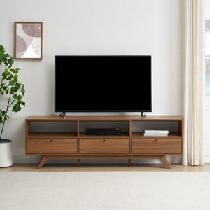 English Elm Walker Edison - Modern Scandi 3-Door Low Profile TV Stand in Coffee for TVs up to 80" — Japandi Scandi Minimalist Design B185P169019