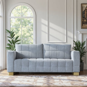 English Elm FX-P54-LG Chenille Sofa with Plush Velvet Feel, Metallic Accents & Durable Polyester Upholstery for Stylish Comfort and Versatile Modern Decor W576S00167