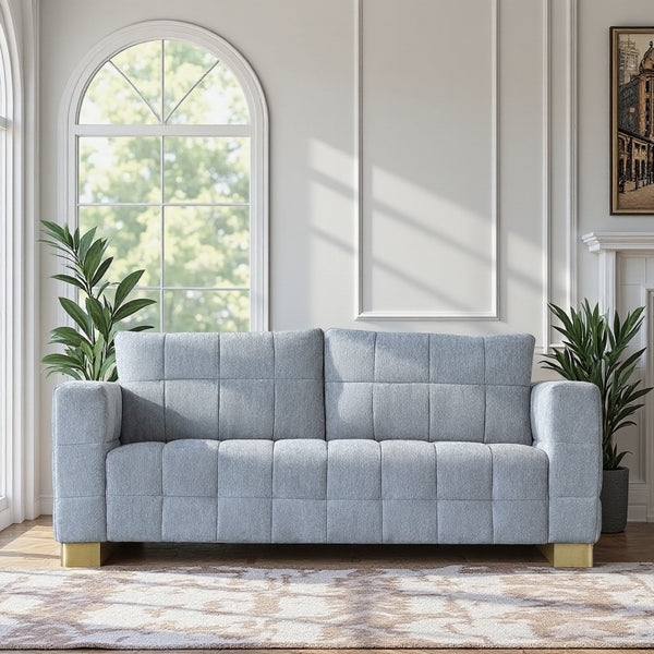 English Elm FX-P54-LG Chenille Sofa with Plush Velvet Feel, Metallic Accents & Durable Polyester Upholstery for Stylish Comfort and Versatile Modern Decor W576S00167