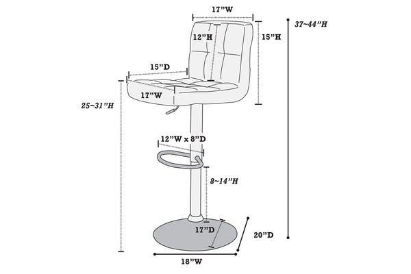 English Elm Adjustable Red Faux Leather Barstool Set of 2 – Swivel, Gas-Lift Height, Armless Modern Stool Comfort B089P388374