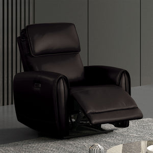 English Elm Black Leather‑Match Recliner Chair with Flared Padded Arms and Welt Trim — Stylish Comfort for Living Room Black 31 L x 36 W x 27 H B2741P387661