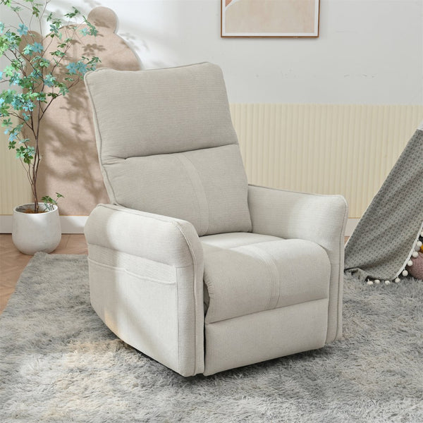 English Elm 360° Swivel Rocker Recliner Chair with Pull-Ring Recline, 360° Swivel, Rocking Comfort for Living Spaces Gray W1028S00049
