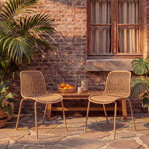 English Elm Eldred Outdoor Stackable Dining Chairs Set of 2 Uv Resistant Patio Seating Brown Yellow N776P390471Y