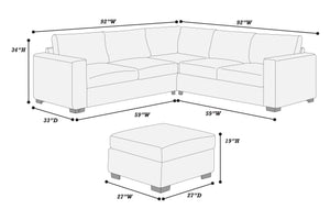 English Elm Beautiful 4-Piece Sectional Set with Ottoman — Plush Corduroy L-Shaped Sofa, Modern Low-Profile Design Dark Gray 39 L x 26 W x 39 H B011S01746