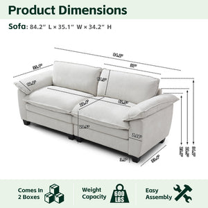 English Elm Living Room Chenille Loveseat with Pocket Coil Cushions and Washable Covers Seats Two Beige W1097S00233