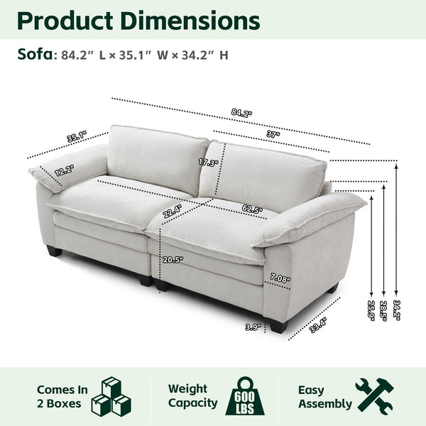 English Elm Living Room Chenille Loveseat with Pocket Coil Cushions and Washable Covers Seats Two Beige W1097S00233