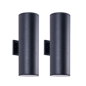 English Elm 18" Aluminum Cylinder Outdoor Wall Sconce Set of Two with up Down Porch Lighting W2312P416009