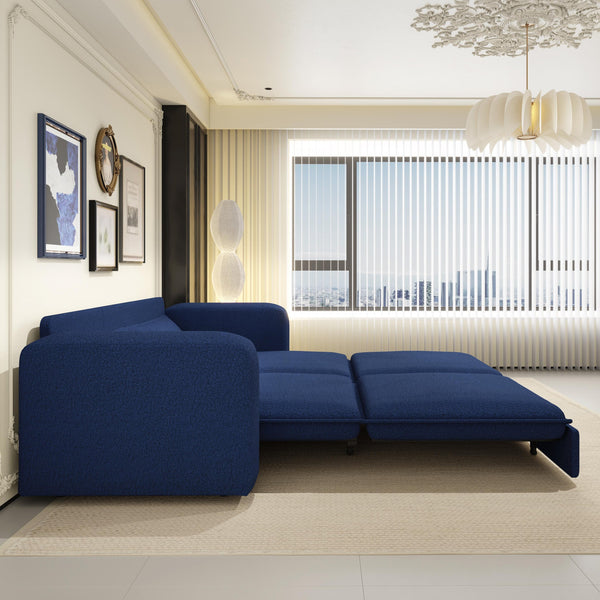 English Elm 93" King Size Sleeper Sofa Bed - 3-In-1 Convertible Chaise Lounge With Teddy Fabric & Pillows! W1885S00163