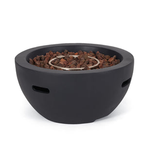 English Elm 27" Mgo Bowl Fire Pit 40000 Btu Propane Concrete Finish Outdoor Patio Focal Point N772P401888B