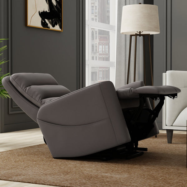 English Elm Faux Power Lift Chair with Premium Faux Leather, USB Charging, Side Pockets & Quiet Motor Recline Grey B339P409530