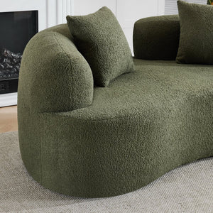 English Elm 66.93 Inch Curved Teddy Velvet Loveseat Sculptural Compact Sofa for Apartments Green W3612P406627