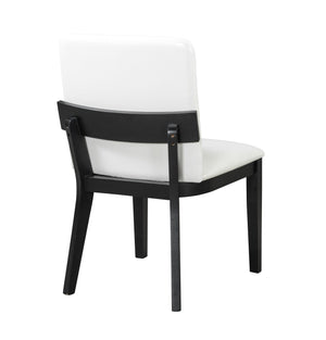 English Elm Modern Ergonomic PU Leather Dining Chair Set of 2 with High-Density Foam, Lumbar Support, Sleek Wood Frame and Compact Profile for Dining or Home Office Comfort White+Black N842P299016B