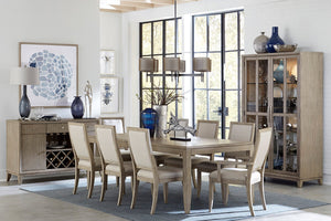 English Elm Modern Oak Veneer Extendable Dining Table Seats Eight Gray Finish Formal Room B011P271413
