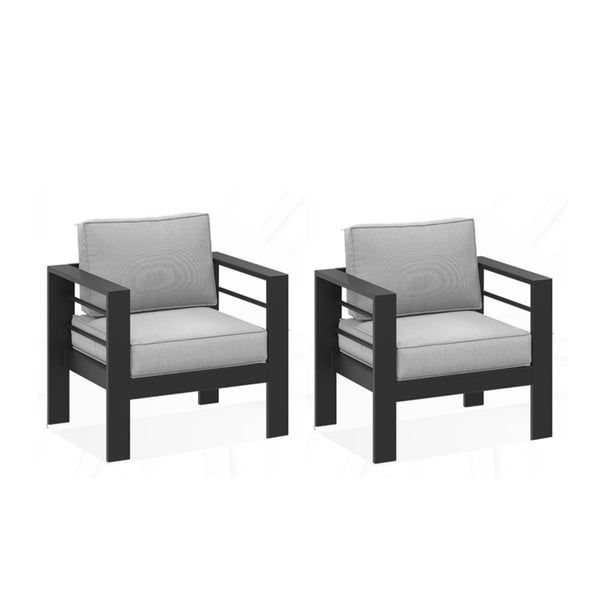 English Elm All-weather 5-piece Outdoor Conversation Set with Iron Frame and Olefin Cushions Light Gray B082S00109