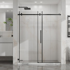 English Elm Goodyo 60"X72" Frameless Sliding Shower Door - Sleek Matte Black Tempered Glass & Easy-Clean Design D163118740