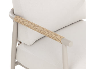 Sunpan Muros Lounge Chair - Stylish Greige Aluminum Frame With Faux Rattan Design & Cream Cushions Cream Fabric 112166