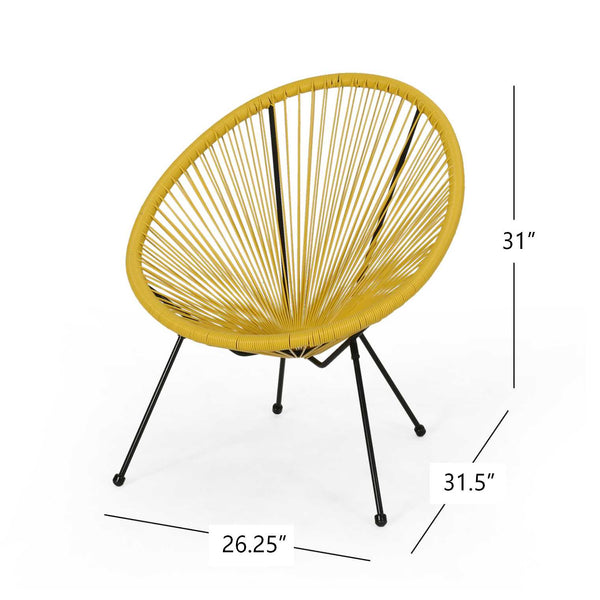 English Elm Anson Outdoor Accent Chairs Set of 2 Woven Rattan Basket Seat Patio Lounge Pair Yellow N773P404950Y