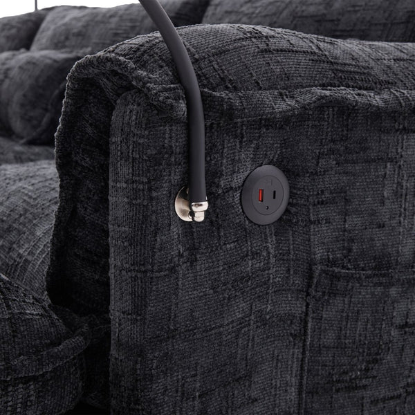 English Elm United We Win 112" Oversized Chenille Sectional Sofa With Storage Ottoman, Usb Ports & Phone Holder W1568S00192-GIGA