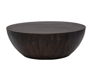 Sunpan Kinsley Coffee Table – Handcrafted Round Drum Design from Solid Mango Wood for Unique Spaces Small - 48W x 48D x 17.25H