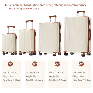 English Elm Hardshell Six Piece Luggage Set Expandable Abs Suitcases with Spinner Wheels Tsa Lock Brown White N730P296628O