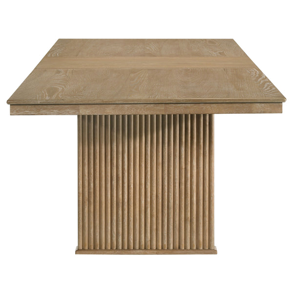 English Elm Distressed Oak Veneer Extension Dining Set with Sideboard Seats Eight in Farmhouse Style B062S01841