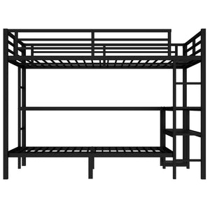 English Elm Full Over Twin Bunk Bed With Integrated Desk, Led Lighting & Usb Ports, Versatile Black Metal Design W1580S00127
