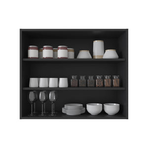 English Elm Wall Smokey Gray Shelf with Door and 3 Shelves for Bar or Living Space — Compact, Durable, Stylish Black 37.01 L x 30.71 W x 3.54 H B097P250902