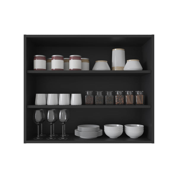 English Elm Wall Smokey Gray Shelf with Door and 3 Shelves for Bar or Living Space — Compact, Durable, Stylish Black 37.01 L x 30.71 W x 3.54 H B097P250902