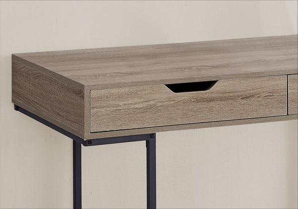 English Elm Computer Desk For Home Office - Modern Brown Laminate With Black Metal Frame & Storage Drawers B2710P219841