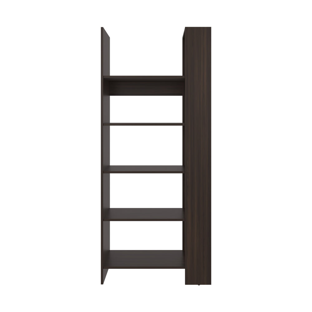 English Elm Woodstock Tall Walnut Bookcase with Two-Tone European Ash Accents – Slim 4-Shelf Vertical Storage Unit B070P368069