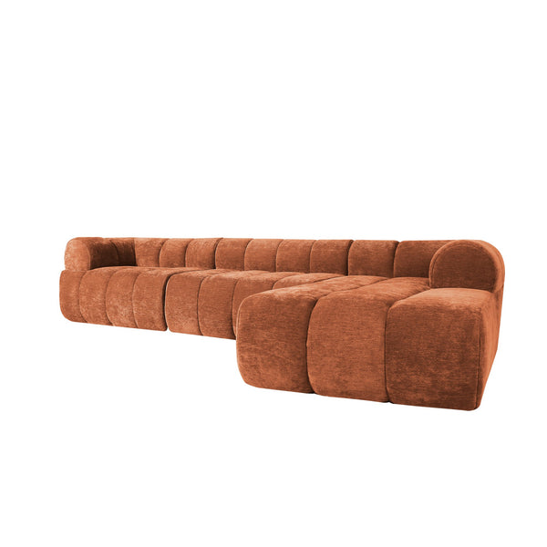 English Elm 122" Low Profile L-shaped Sectional with Chaise High Density Foam Modern Living Room Orange N767P408805G
