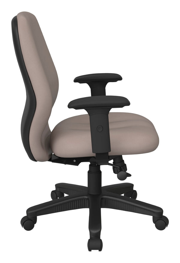 OSP Home Furnishings Mid Back Executive Office Chair Synchro Tilt Lumbar Support Ergonomic Padded Arms Stratus 3121-R103