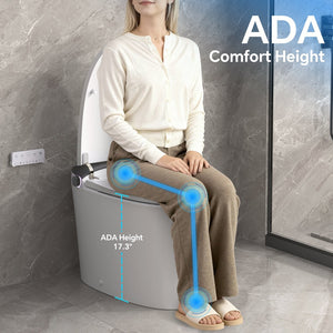 English Elm Elongated Smart Bidet Toilet Ada Height Ceramic Dual Flush with Heated Seat Night N753P364980W
