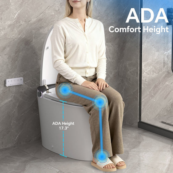 English Elm Elongated Smart Bidet Toilet Ada Height Ceramic Dual Flush with Heated Seat Night N753P364980W