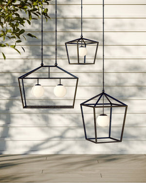 Currey & Company Denison Black Outdoor Lantern - Elegant Wrought Iron Design With Soft Glow For Patios & Porches Black Wrought Iron ,Glass 9500-0023-currey-company
