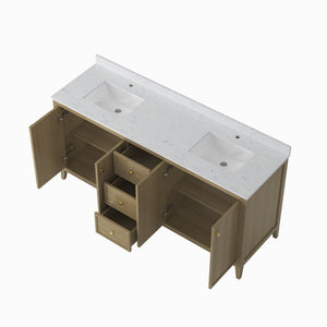 English Elm 24" Freestanding Bathroom Vanity with Countertop Soft Close Storage Melamine Cabinet T3785P442258