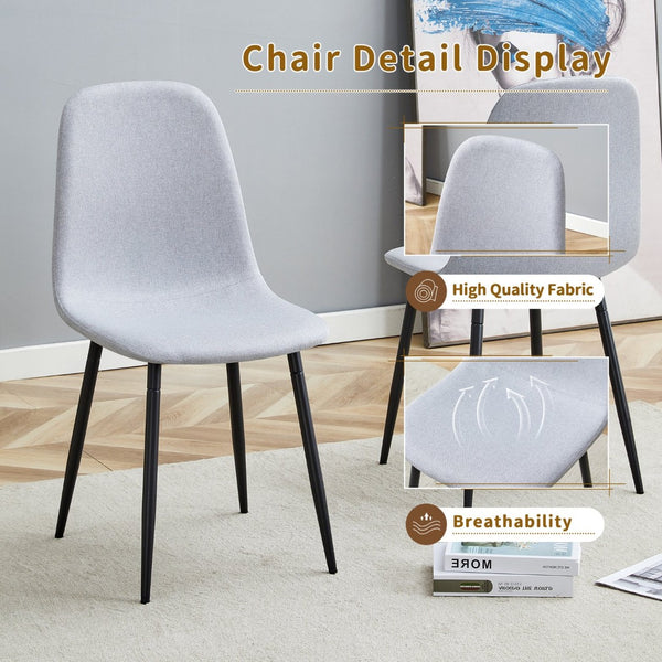 English Elm Table Set With 10 Light Gray Linen Chairs – Modern Glass Top & Durable Metal Frame For Dining Rooms W1151S03606-GIGA