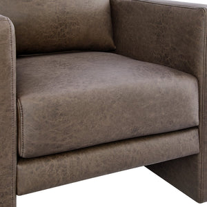 English Elm Tulo Faux Leather Arm Chair in Espresso — Tuxedo Arms, Coil Spring Comfort, Removable Cushions, 24"L B050P390594