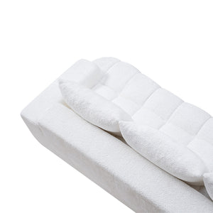 English Elm 100" Oversized Curved Boucle Sectional Sofa Channel Tufted 3 Seat Modern Living Room White W5515P495958