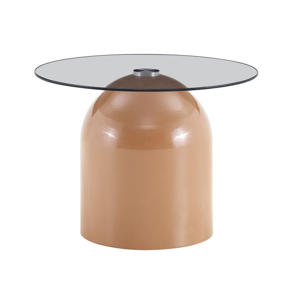 English Elm Nesting Coffee Tables Set of 3 Round Tempered Glass Top Steel Base Living Room W2920S00148