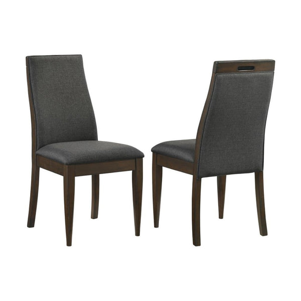 English Elm Set Of 2 Contemporary Grey Upholstered Dining Chairs With Dark Walnut Finish For Modern Spaces B016P225492-GIGA