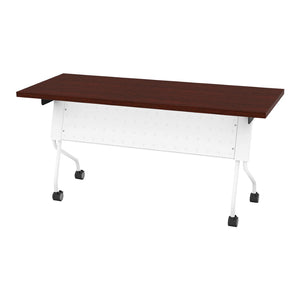 OSP Home Furnishings 5' Flip Top Nesting Training Table Commercial Grade Laminate with Locking Casters Mahogany 84225WM