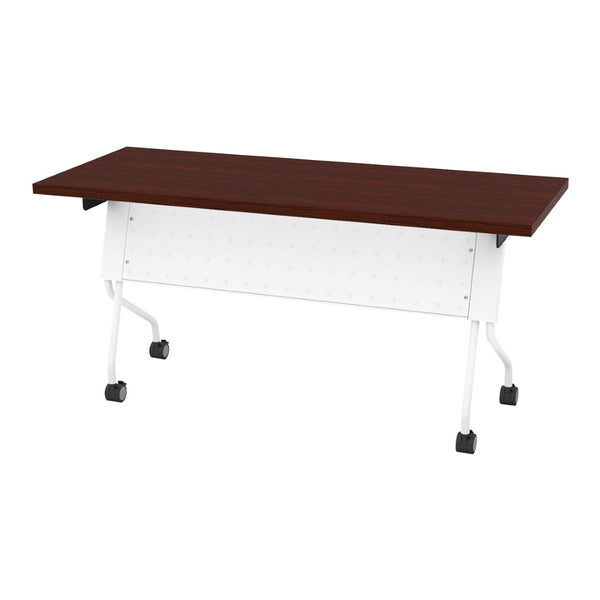 OSP Home Furnishings 5' Flip Top Nesting Training Table Commercial Grade Laminate with Locking Casters Mahogany 84225WM