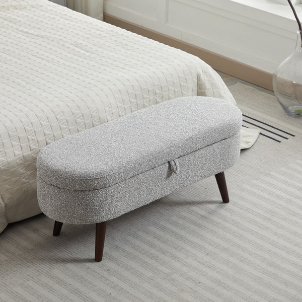 English Elm S02 Boucle Lift Top Storage Ottoman Bench for Entryway or Living Room Accent W1805P178791
