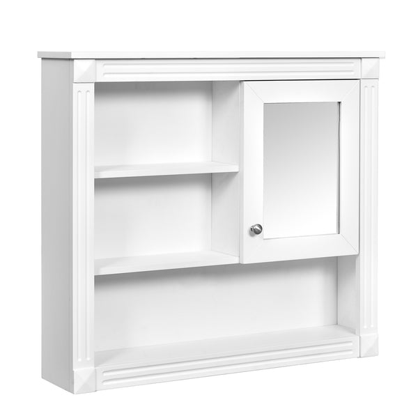 English Elm 32'' Bathroom Wall Cabinet Mirror — 32-inch Wall-Mounted Medicine Cabinet with Adjustable Shelves for Streamlined Bathroom Storage and Stylish Organization White N710P254922K