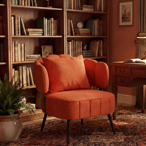 English Elm Decorative Chenille Barrel Tub Chair with Pocket Coil Cushion for Cozy Reading Nooks Orange W5188P462023
