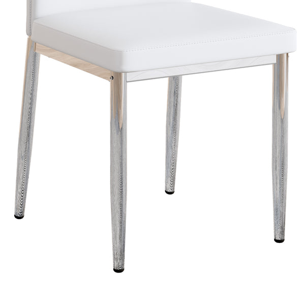 English Elm Set of 4 Brown Shell-Pattern Dining Chairs with Ergonomic Tech Fabric, Sturdy Metal Legs, 37" White+Silver W1151P359609