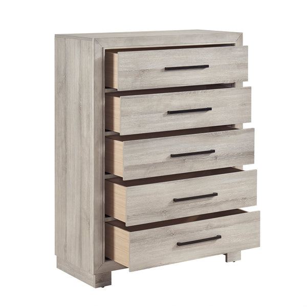 English Elm Modern Six-Drawer Dresser with Antique Brass Pulls, Fully Assembled Contemporary Wood Blend Storage, Smooth-Glide Drawers for Durable Everyday Use Gray 38.5 L x 20 W x 54.5 H B011P389529