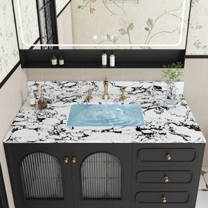 English Elm 43"X22" Bathroom Vanity Top With Undermount Sink & Backsplash - Panda White Artificial Marble Elegance W509P362108